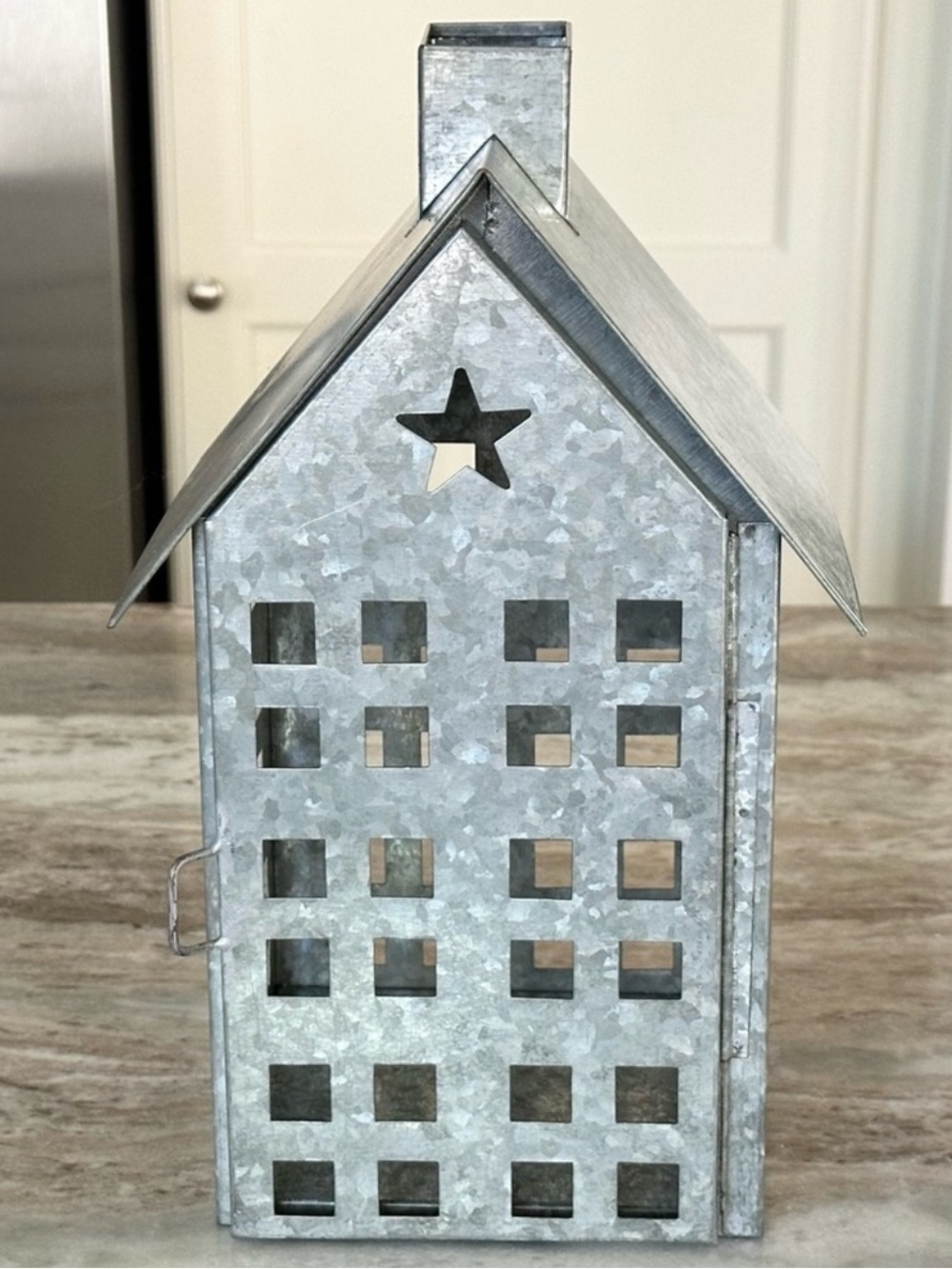Holiday Galvanized Metal Luminary House / Christmas Village Lantern - Farmhouse